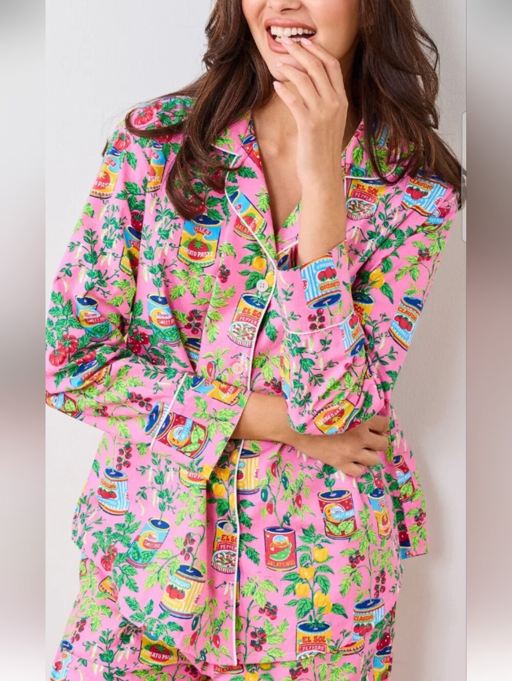NWT Printfresh Pink Botanical & Can-Print Organic Cotton Pajama Top